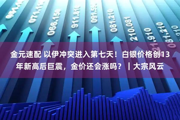 金元速配 以伊冲突进入第七天！白银价格创13年新高后巨震，金价还会涨吗？｜大宗风云